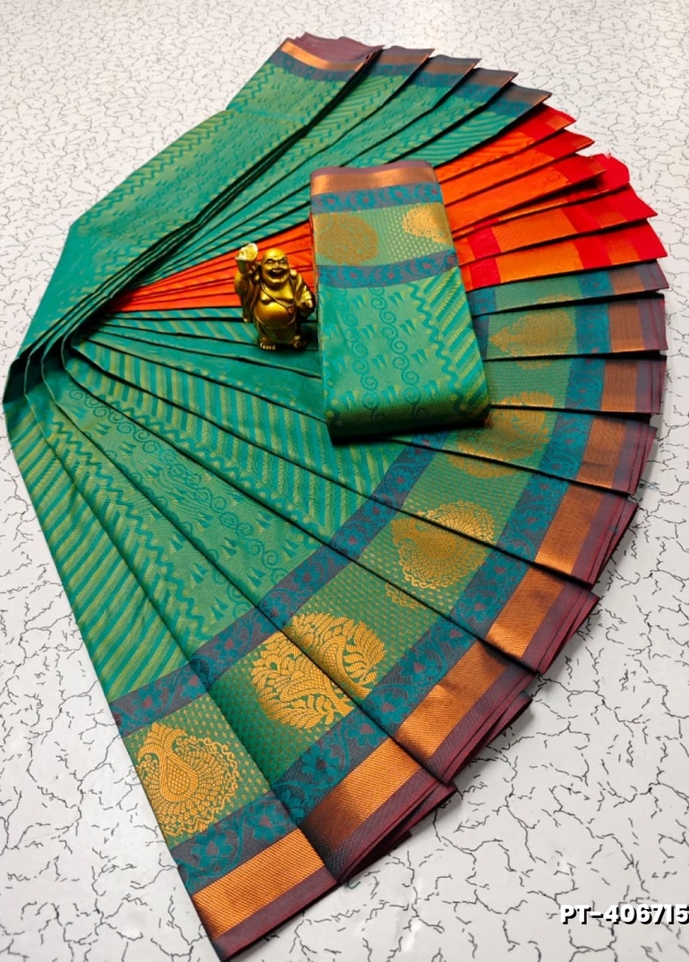 Elampillai Poontamil Saree | Karizma Silk / Soft Silk | 3D Embossed Weave - GREEN (1)