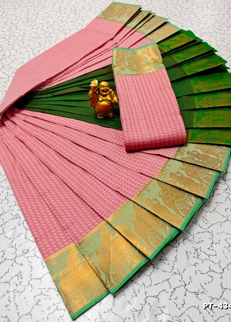Elampillai Poontamil Saree | Karizma Silk / Soft Silk | 3D Embossed Weave - BABY PINK (3)