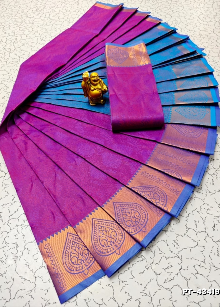 Elampillai Poontamil Saree | Karizma Silk / Soft Silk | 3D Embossed Weave - BRINJAL COLOUR (3)