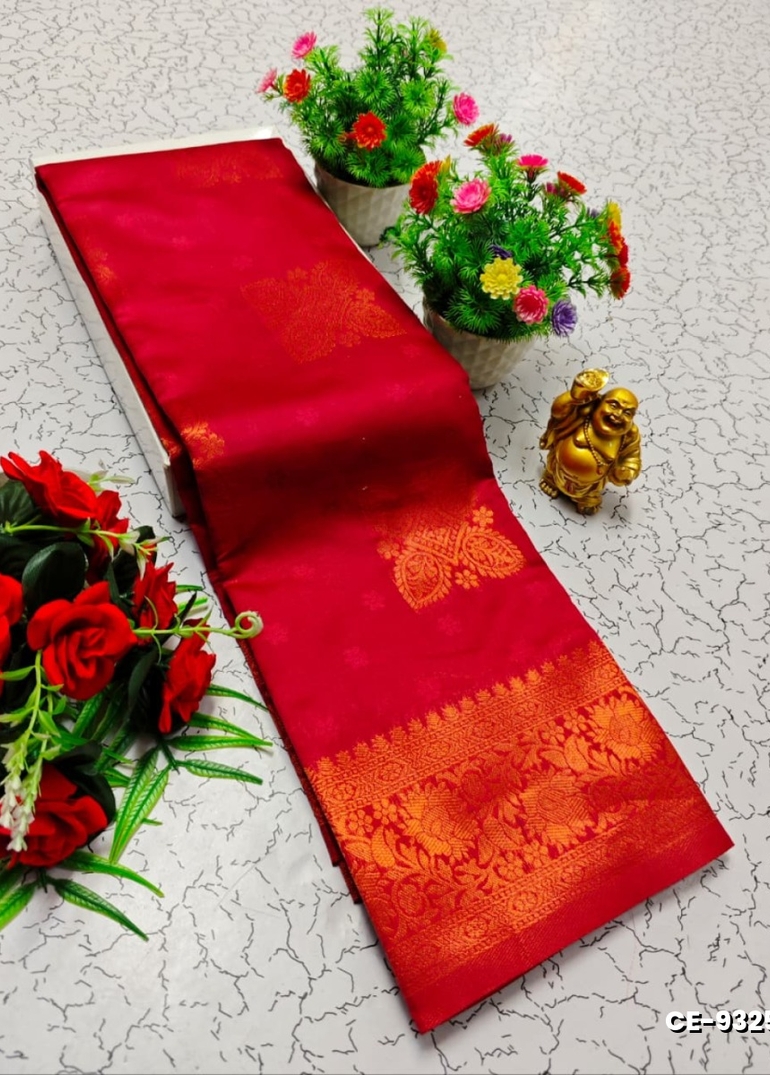 Premium kubera pattu saree rapier fancy light weight silk type sarees flower design function wear - PEACH