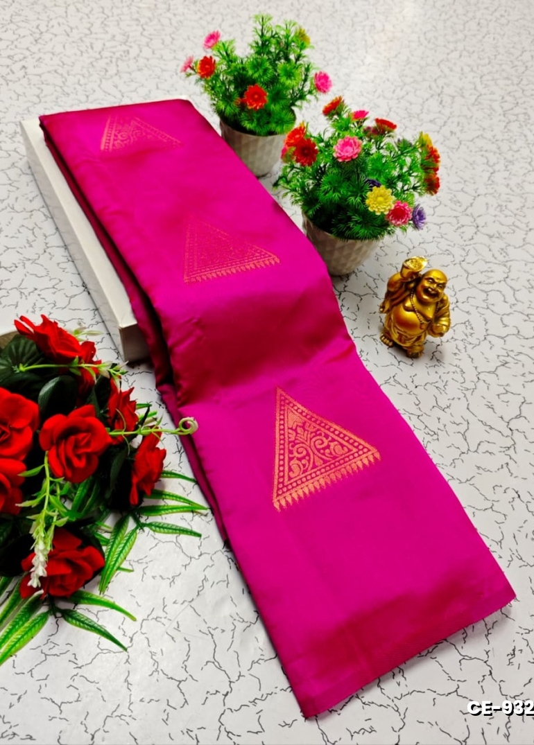 Premium kubera pattu saree rapier fancy light weight silk type sarees flower design function wear - PINK