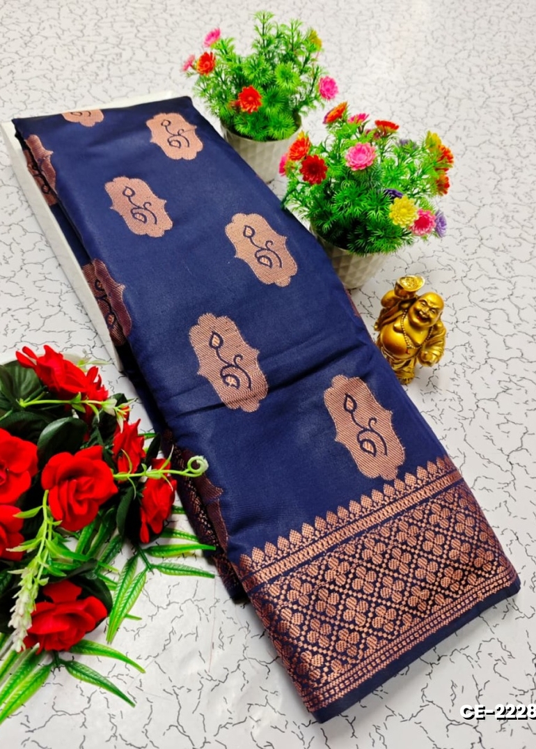 Premium soft silk  saree rapier fancy  light weight silk type sarees flower design function wear - Clearance  Sale - R BLUE