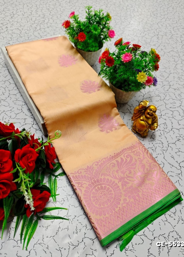 Elegant  Fancy Butta Soft  Silk  Saree  Clearance  Sale - CREAM