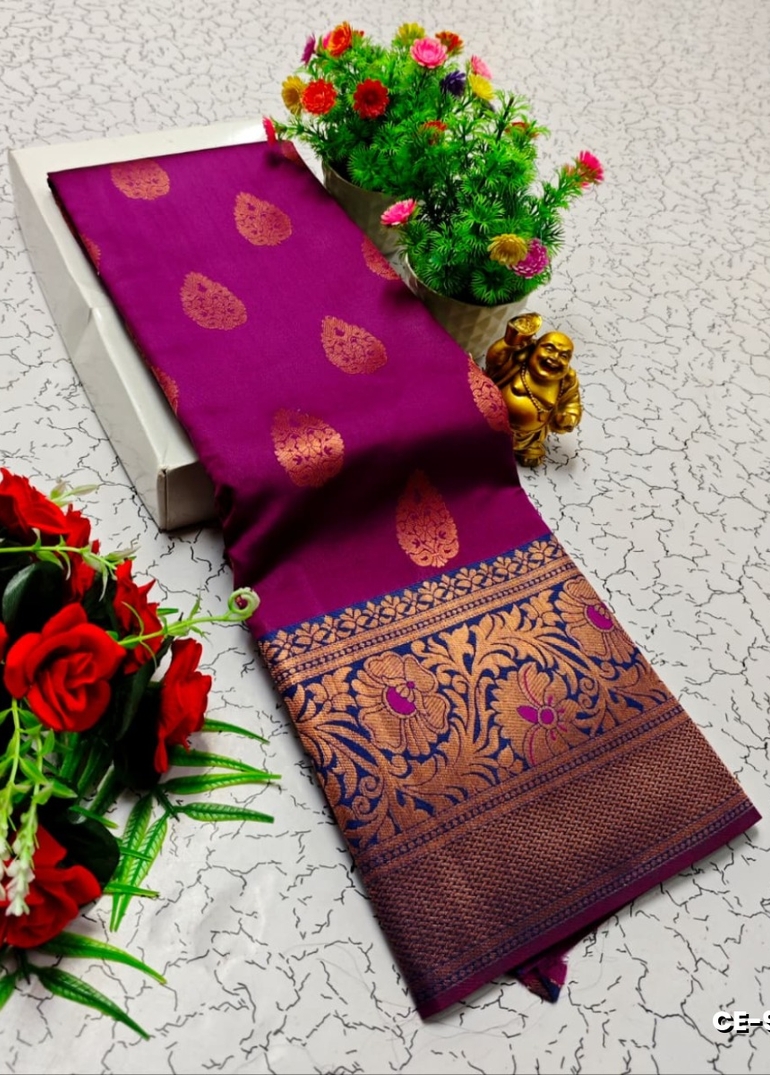 Premium kubera pattu saree rapier fancy light weight silk type sarees flower design function wear - VADAMALLI