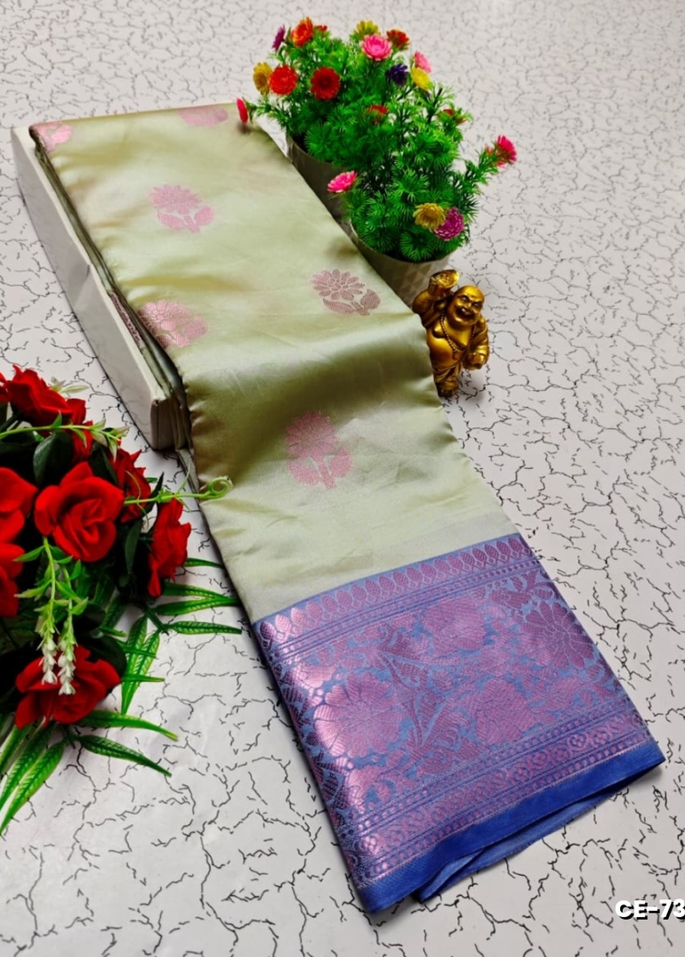 Elegant  Fancy Butta Soft  Silk  Saree  Clearance  Sale - LIGHT GREEN