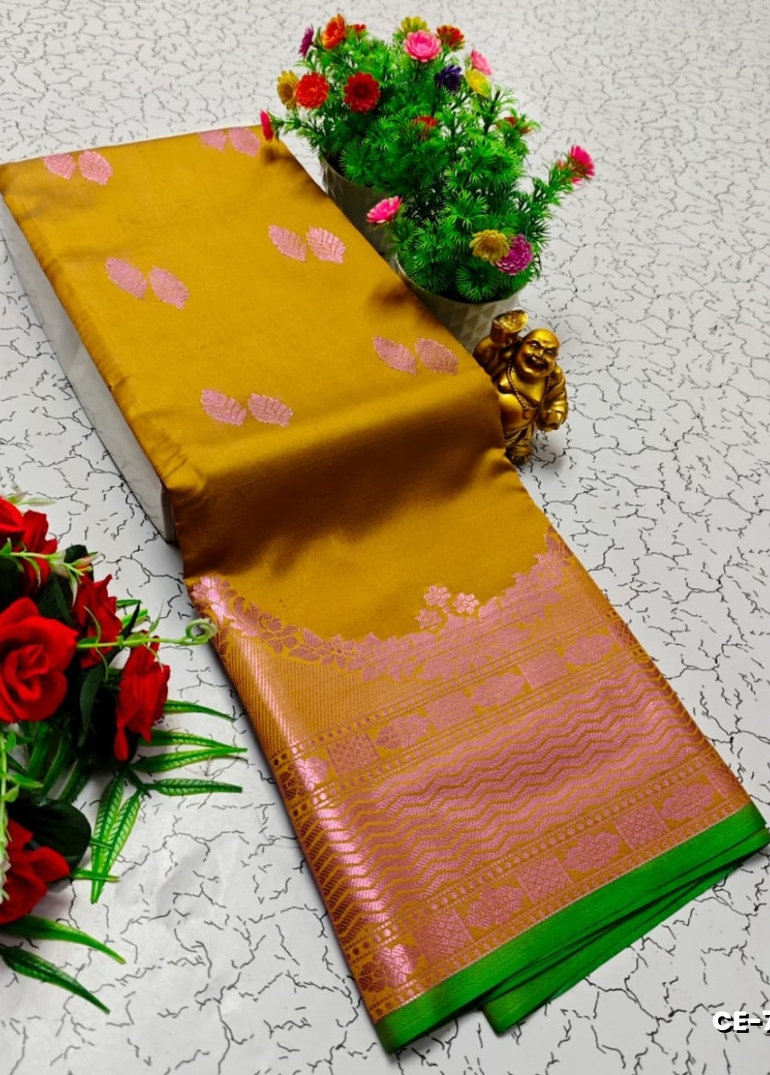 Elegant  Fancy Butta Soft  Silk  Saree  Clearance  Sale - BRONCE COLOUR
