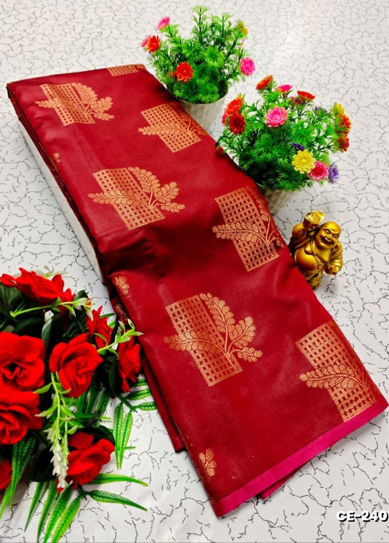 Premium  fancy saree soft  silk saree rapier fancy light weight silk type sarees flower design function wear - PEACH