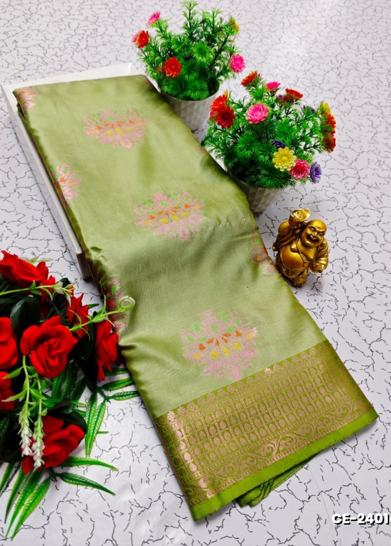 Premium fancy saree soft  silk saree rapier fancy light weight silk type sarees  function wear - LIGHT GREEN