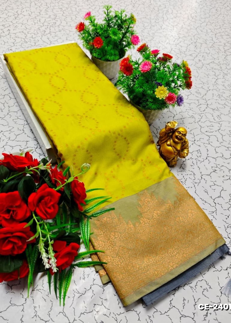 Premium fancy saree soft silk saree rapier fancy light weight silk type sarees function wear- FLORAISON GREEN