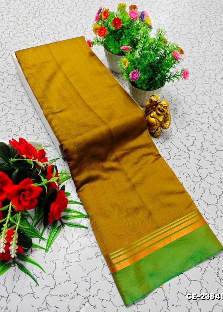 Fancy plain soft silk sarees  with contrast border - VENTHAYA COLOUR