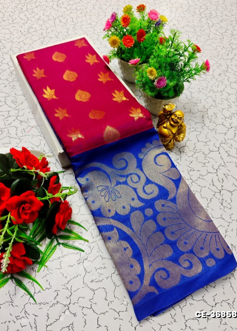 Premium Silk Cotton  saree rapier fancy light weight silk type sarees flower design function wear - WINE COLOUR