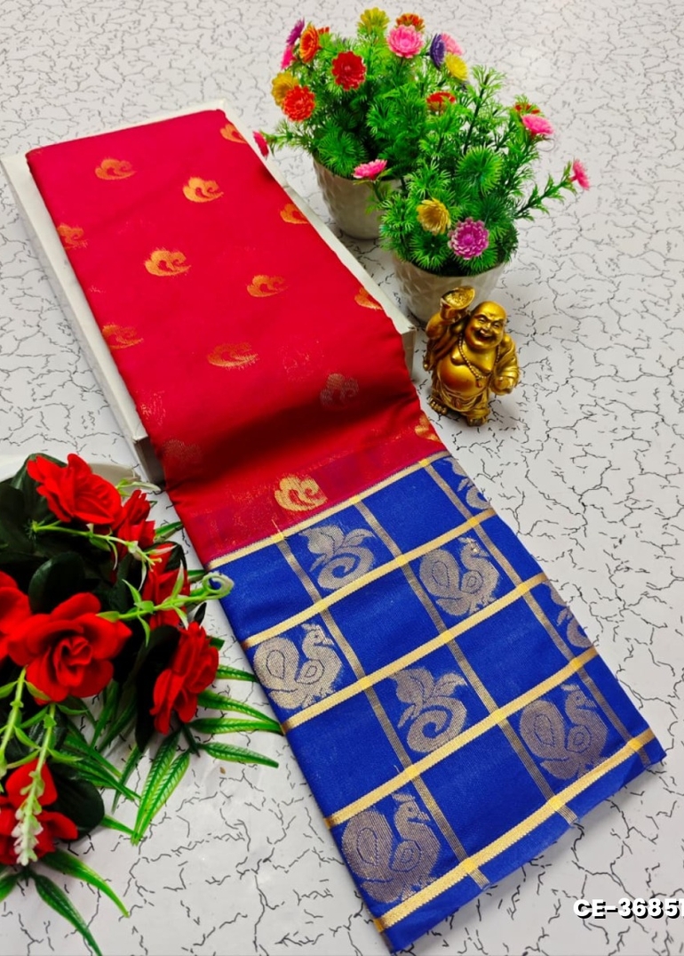 Premium Silk Cotton  saree rapier fancy light weight silk type sarees flower design function wear - PEACH