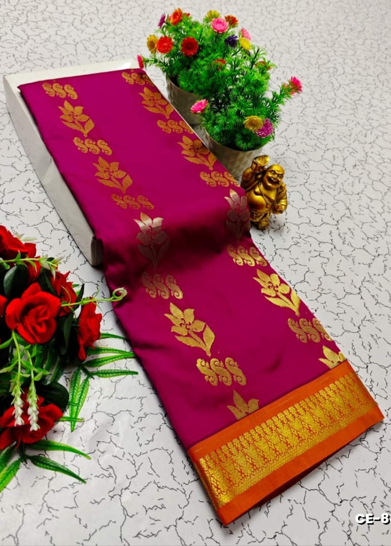 Premium Monika Cotton  saree rapier fancy light weight silk type sarees flower design function wear - VADAMALLI