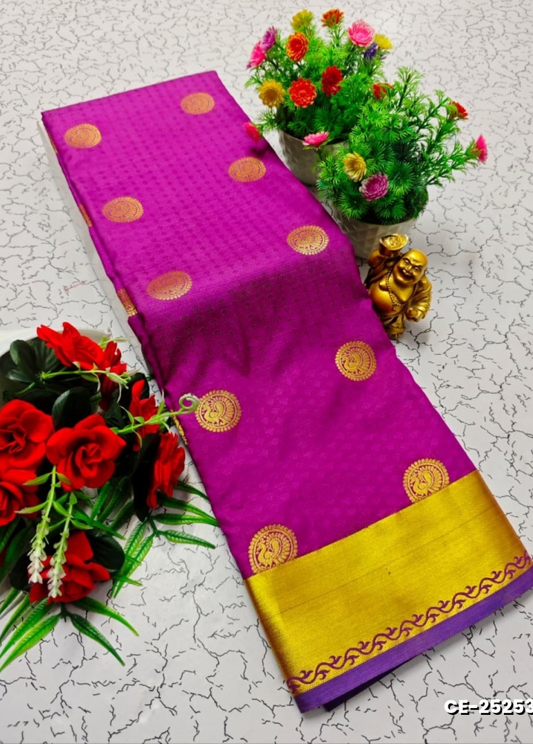 Premium butta  empose  saree rapier fancy light weight silk type sarees flower design function wear - VADAMALLI (1)