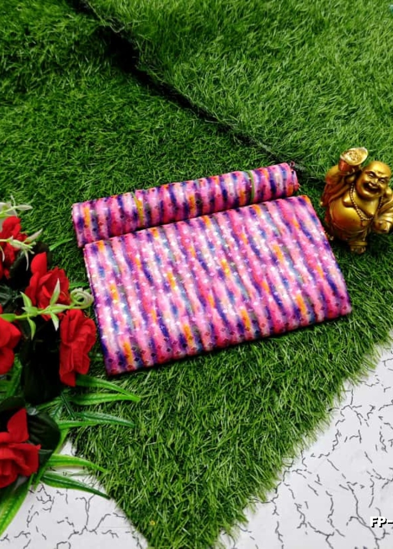 Designer Multi-Color Floral Print Blouse Fabric - BABY PINK