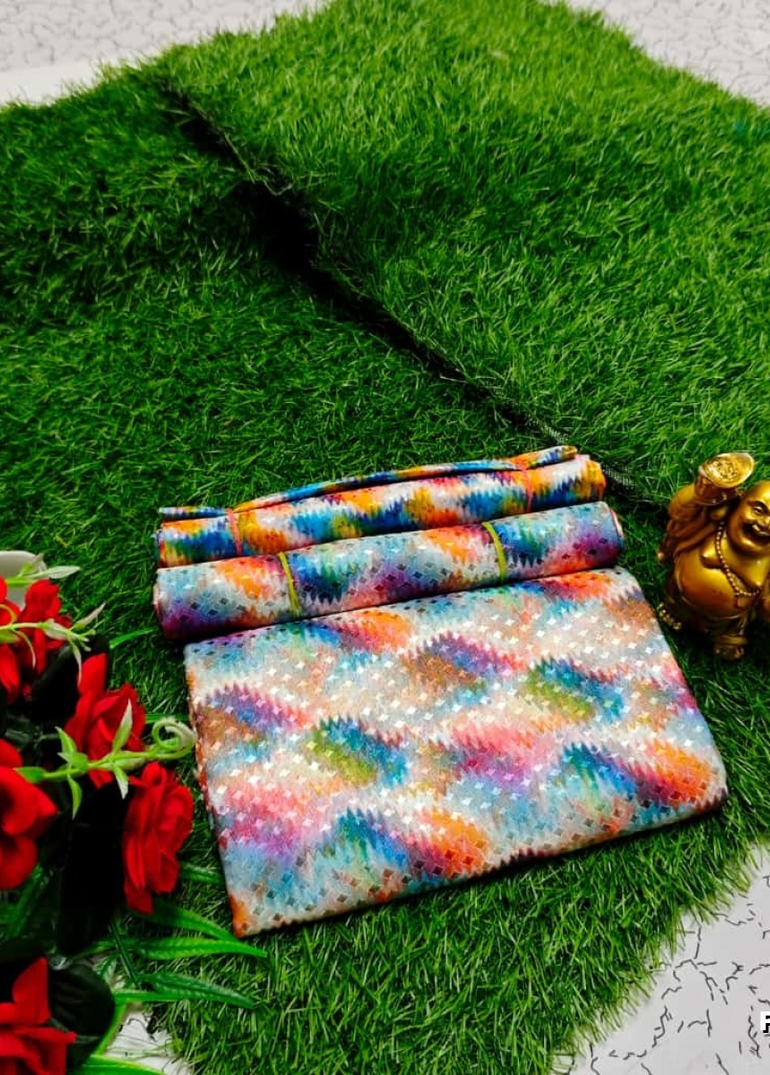 Designer Multi-Color Floral Print Blouse Fabric - MULTI COLOR (1)