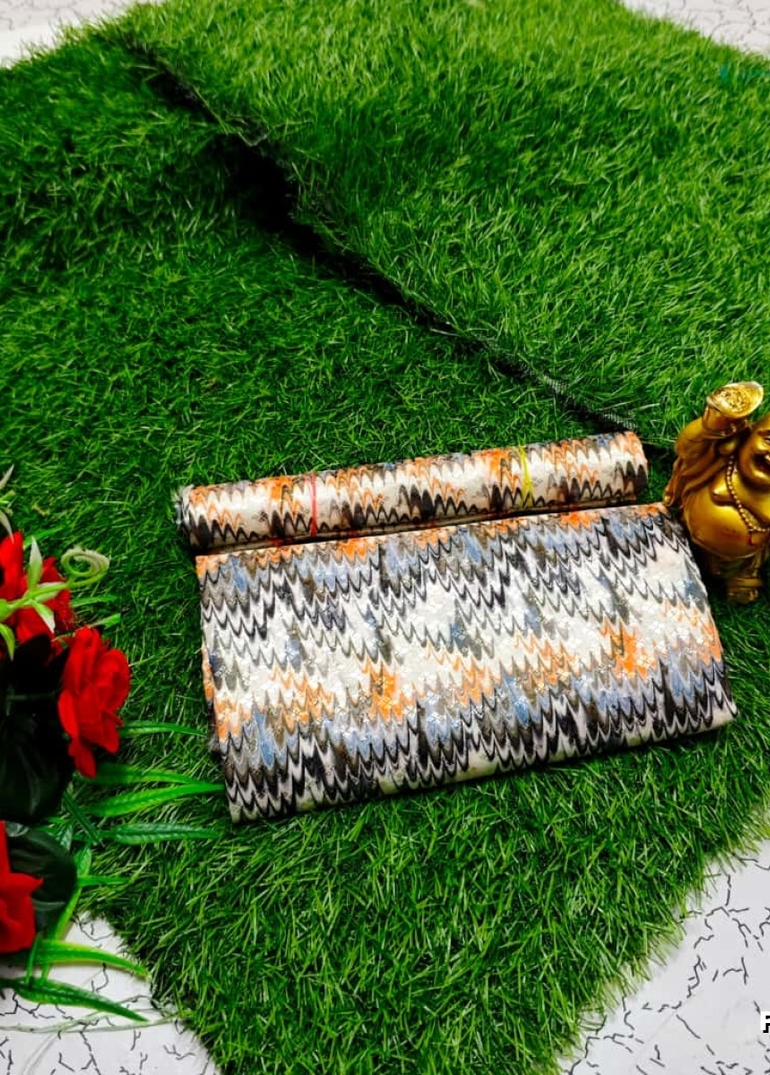 Designer Multi-Color Floral Print Blouse Fabric - BEIGE COLOUR (1)