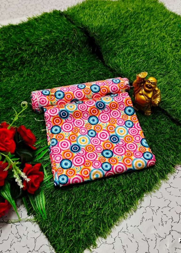 Designer Multi-Color Floral Print Blouse Fabric - DARK PINK (1)