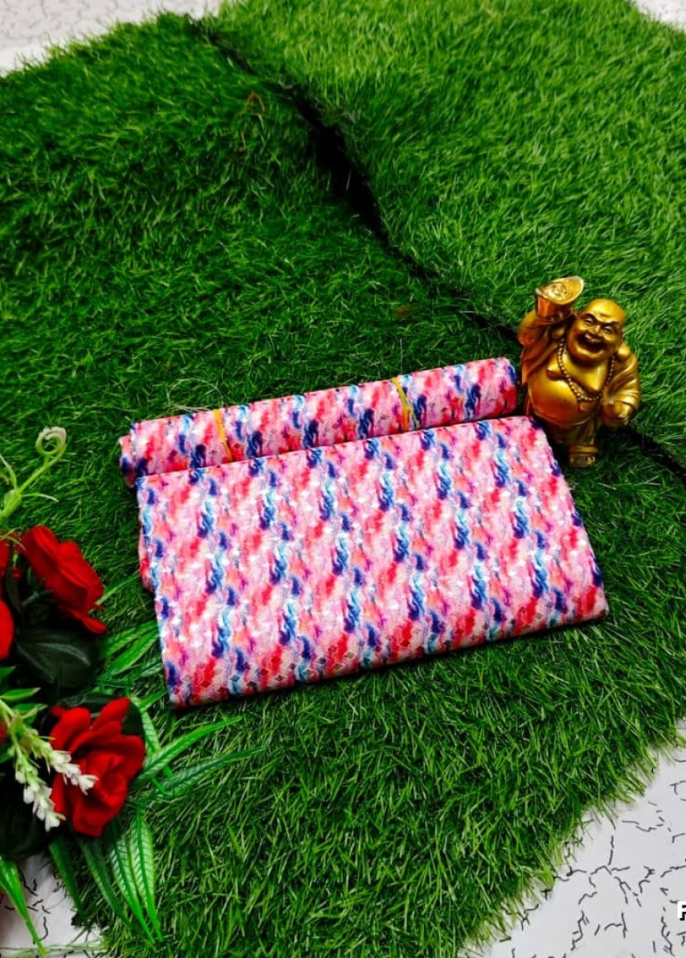 Designer Multi-Color Floral Print Blouse Fabric - LIGHT PINK (1)