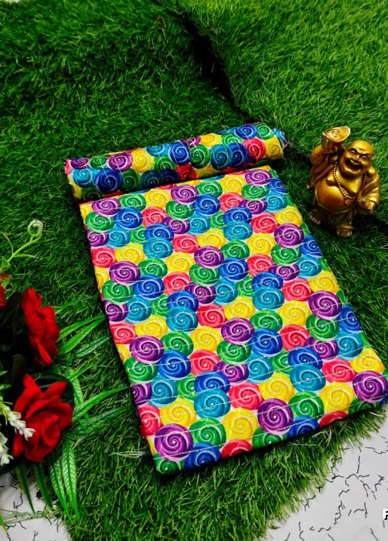 Designer Multi-Color Floral Print Blouse Fabric - MIXED ALL COLOR (1)