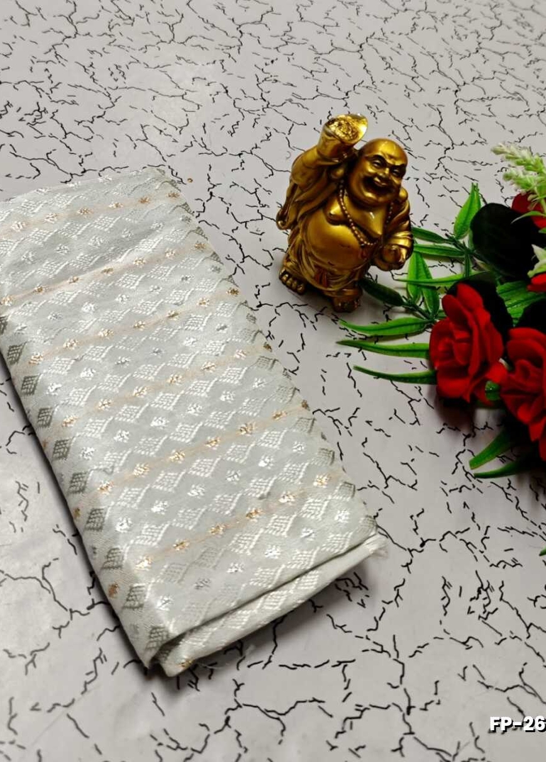 Designer Multi-Color Floral Print Blouse Fabric - WHITE