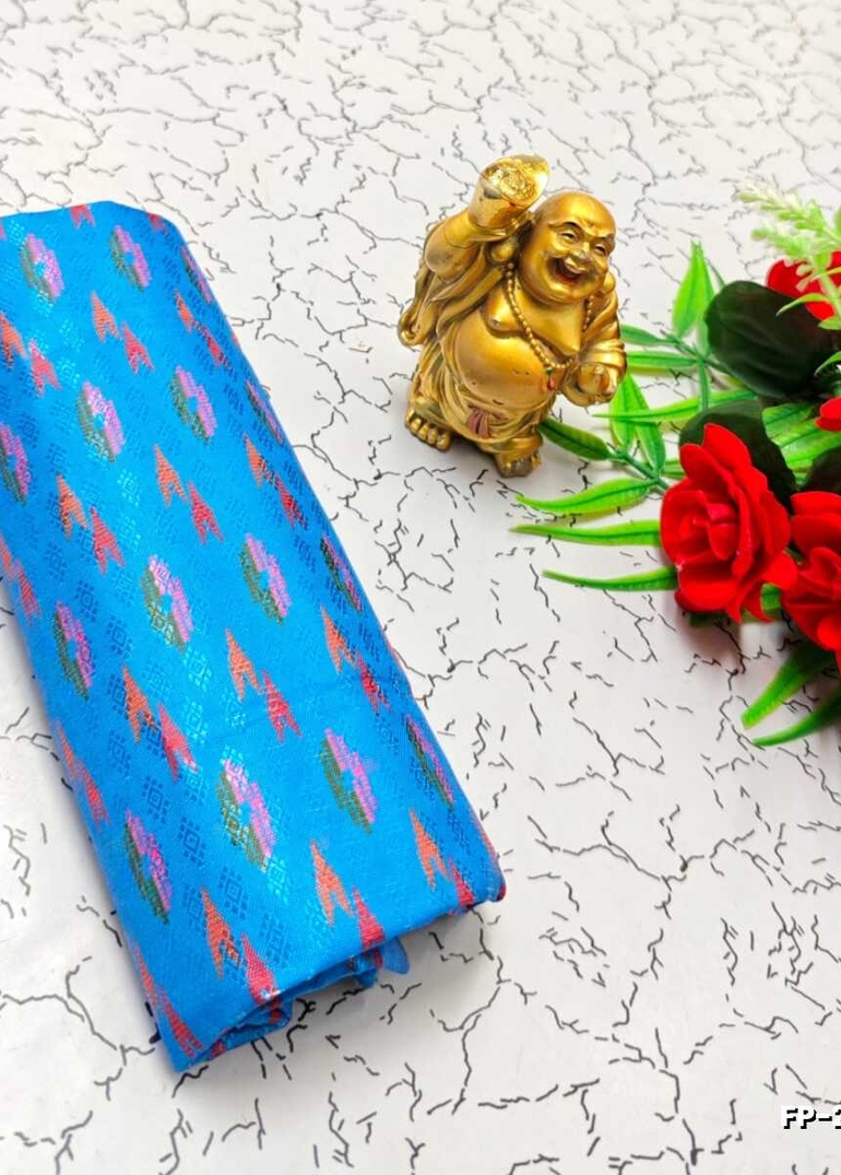 Designer Multi-Color Floral Print Blouse Fabric - BLUE COLOUR (2)