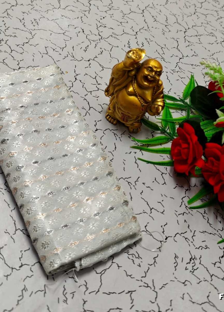 Designer Multi-Color Floral Print Blouse Fabric - WHITE (1)