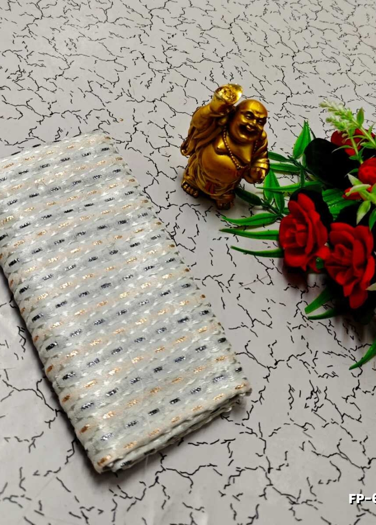 Designer Multi-Color Floral Print Blouse Fabric - WHITE (2)