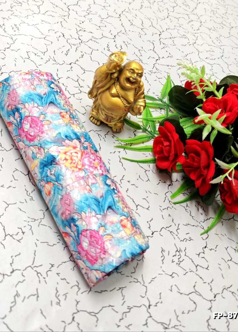 Designer Multi-Color Floral Print Blouse Fabric - LIGHT SKY BLUE (2)