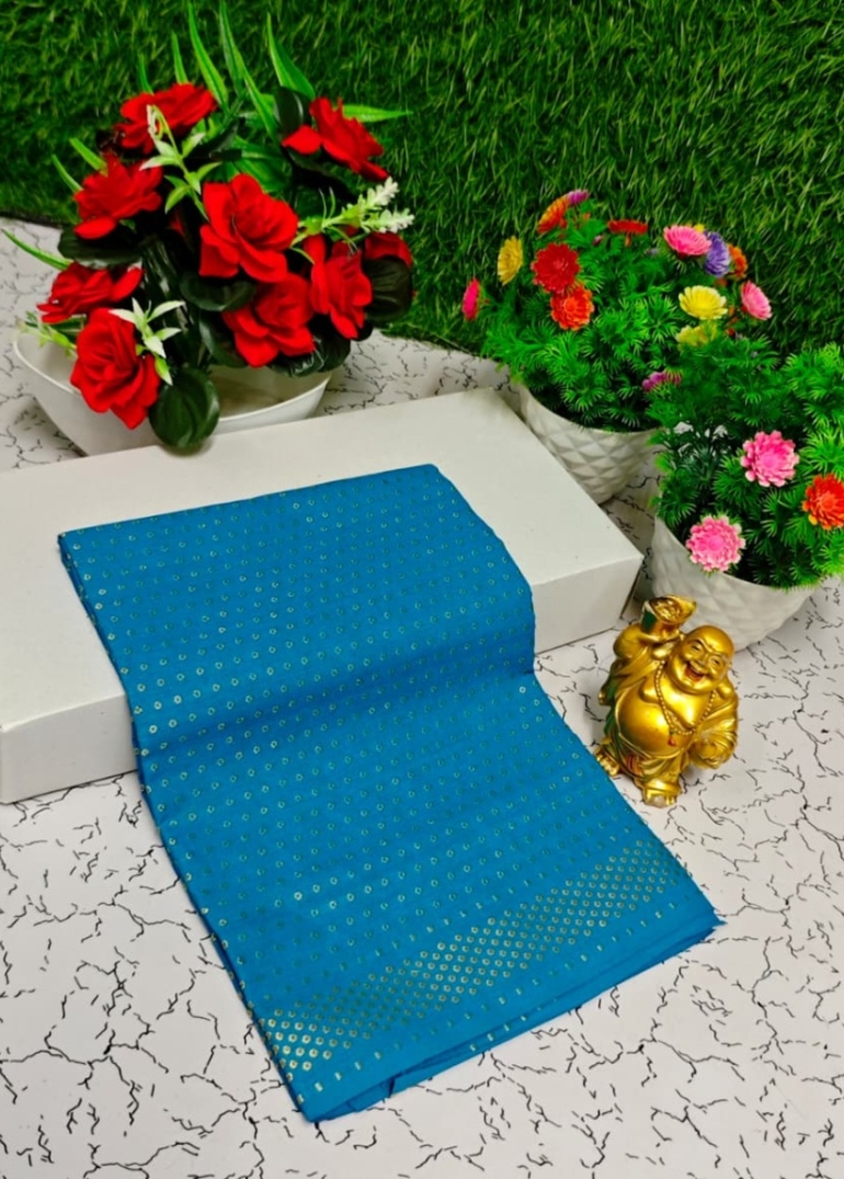 Designer Multi-Color Floral Print Blouse Fabric - BLUE SHADE (1)