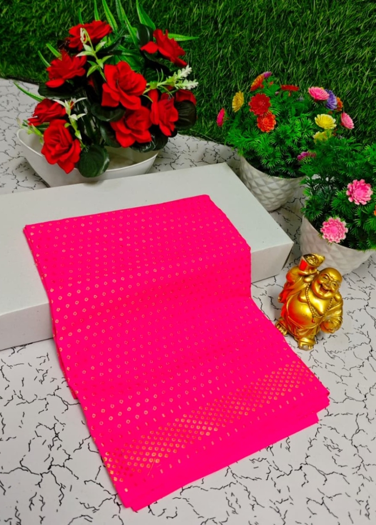 Designer Multi-Color Floral Print Blouse Fabric - PINK