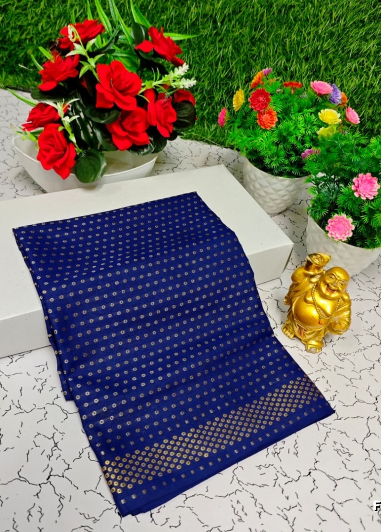 Designer Multi-Color Floral Print Blouse Fabric - R BLUE