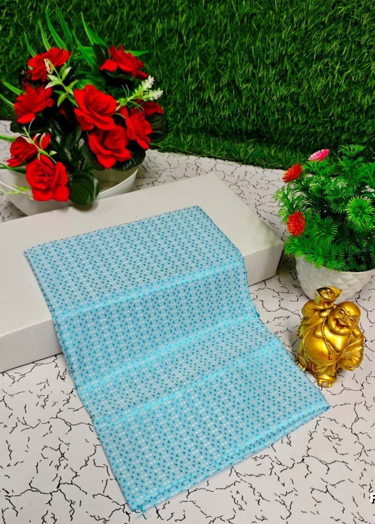 Designer Multi-Color Floral Print Blouse Fabric - LIGHT SKY BLUE (3)