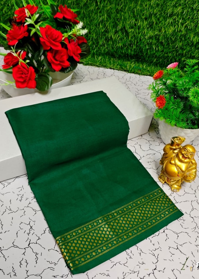 Designer Multi-Color Floral Print Blouse Fabric - DARK GREEN