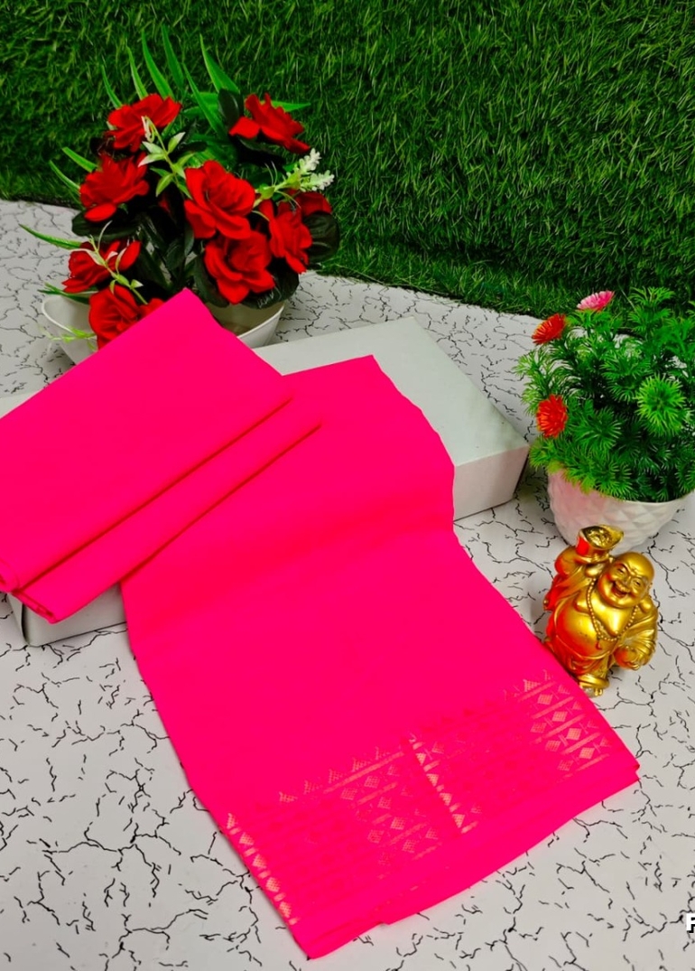 Designer Multi-Color Floral Print Blouse Fabric - DARK PINK (3)