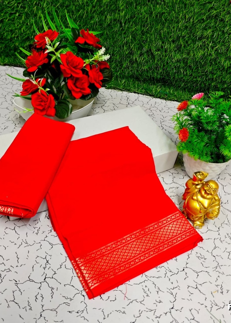 Designer Multi-Color Floral Print Blouse Fabric - RED (2)