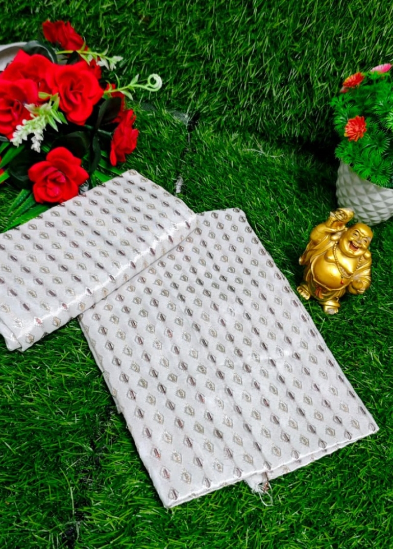 Designer Multi-Color Floral Print Blouse Fabric - WHITE (5)