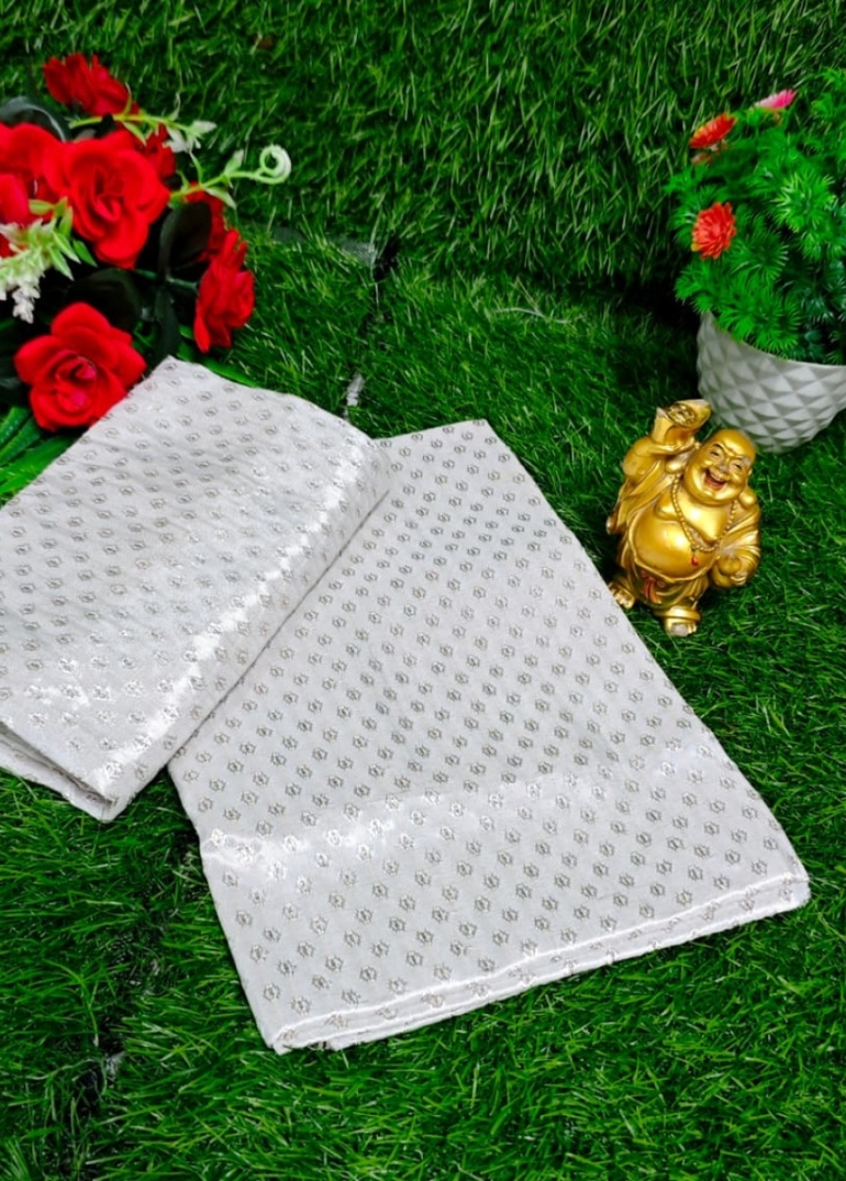 Designer Multi-Color Floral Print Blouse Fabric - WHITE N