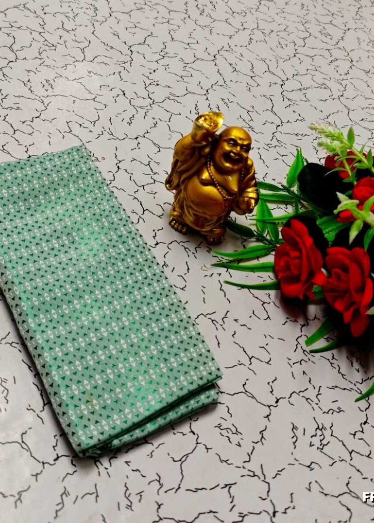 Designer Multi-Color Floral Print Blouse Fabric - LITE TEAL