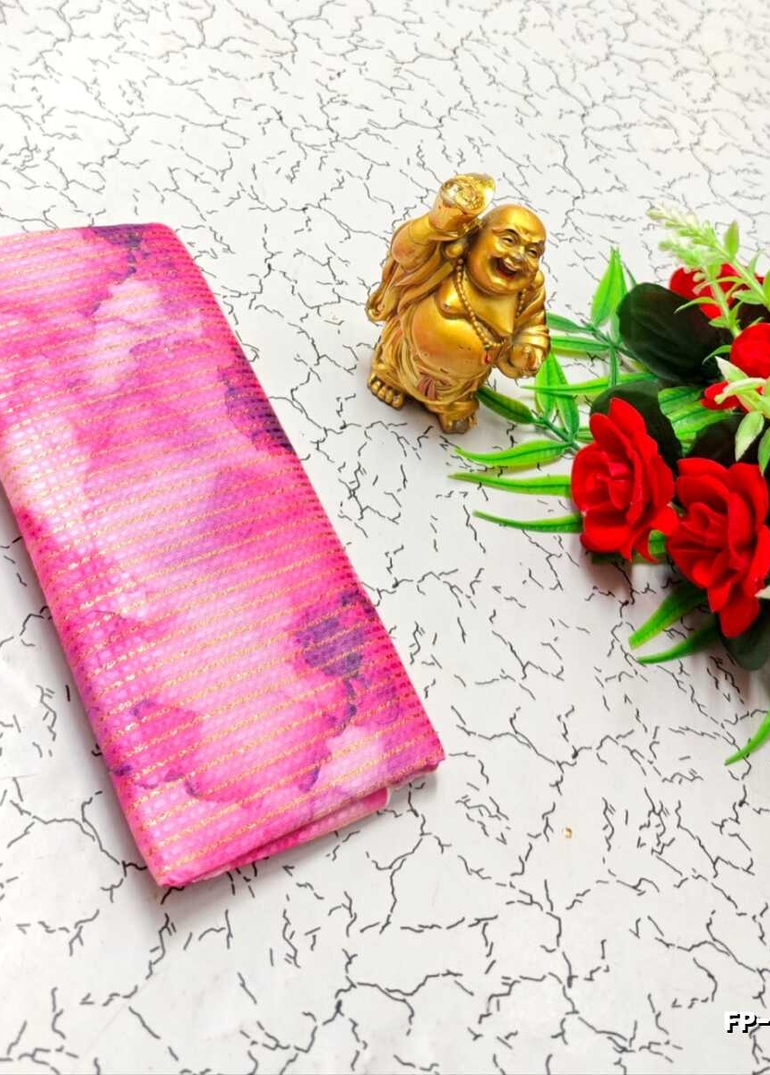 Designer Multi-Color Floral Print Blouse Fabric - LIGHT PINK (2)