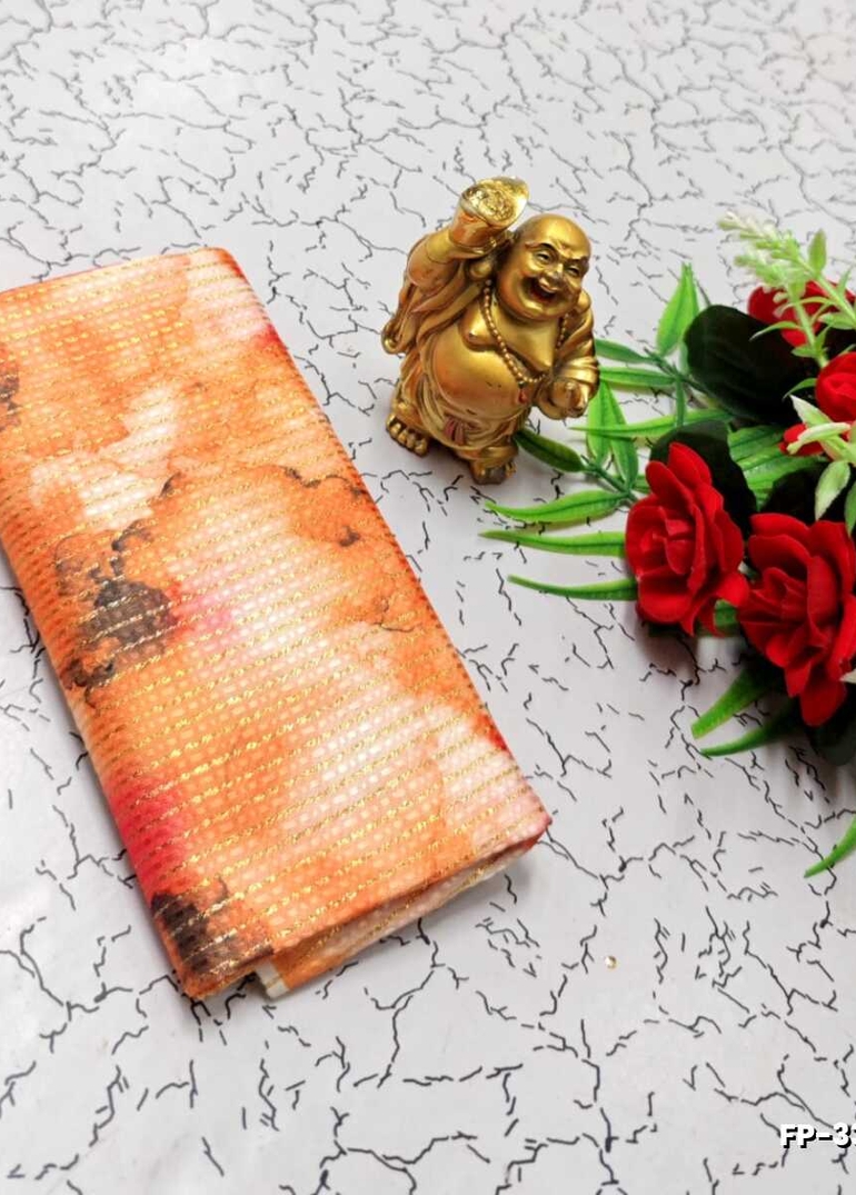 Designer Multi-Color Floral Print Blouse Fabric - LITE PEACH (1)