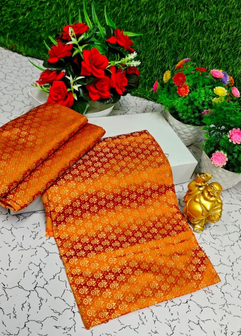 Designer Multi-Color Floral Print Blouse Fabric - BRONCE COLOUR