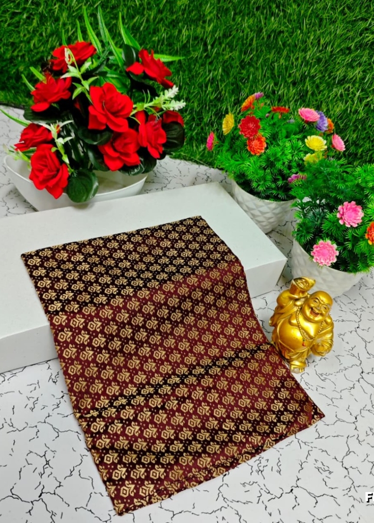 Designer Multi-Color Floral Print Blouse Fabric - MAROON COLOR (1)