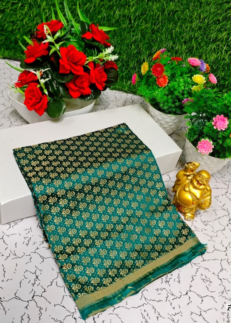 Designer Multi-Color Floral Print Blouse Fabric - TEAL COLOUR (4)