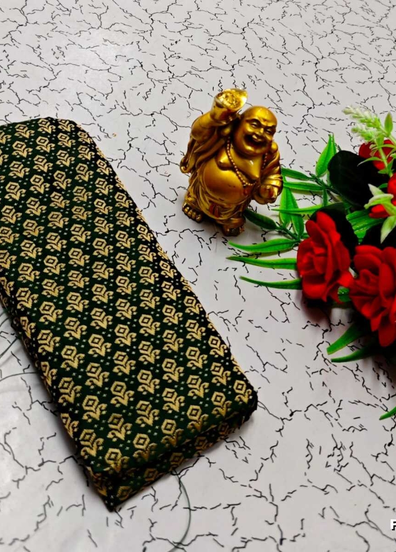 Designer Multi-Color Floral Print Blouse Fabric - BOTTLE GREEN (1)