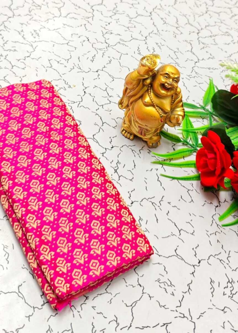 Designer Multi-Color Floral Print Blouse Fabric - DARK PINK (4)