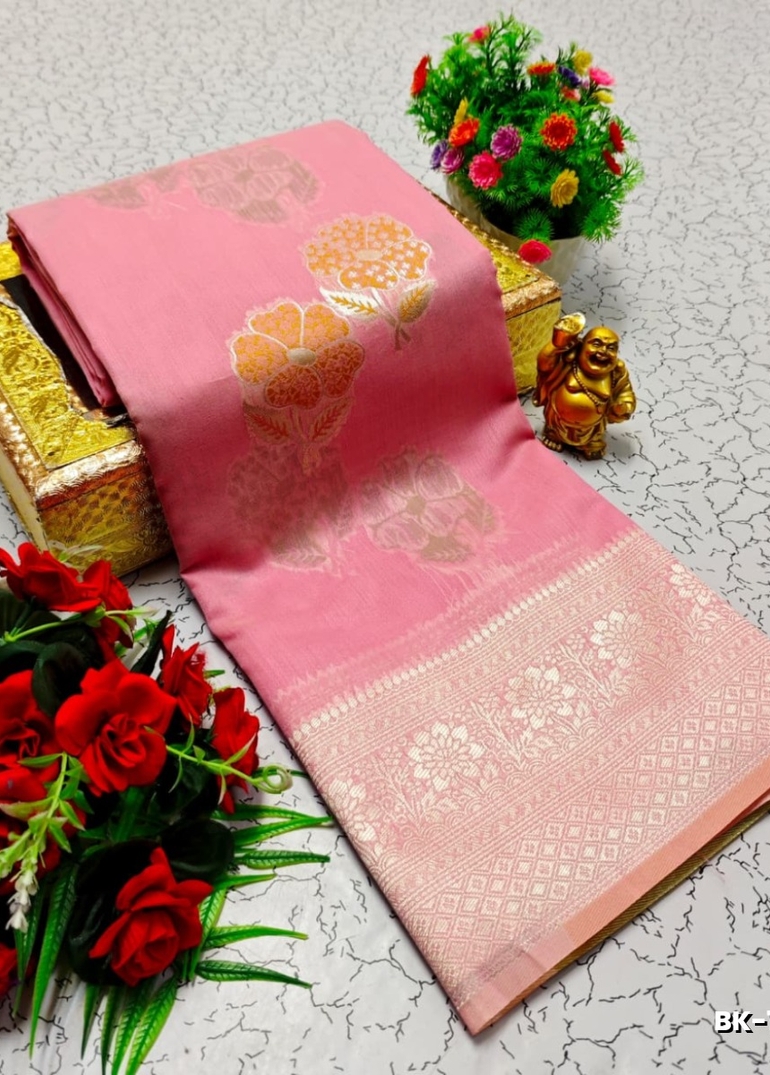 Banaras with our banarasi cotton fabric a beautiful fusion of classic artistry and breathable comfort wear saree - BABY PINK (3)