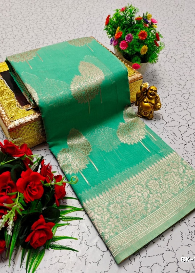 Banaras with our banarasi cotton fabric a beautiful fusion of classic artistry and breathable comfort wear saree - LIGHT GREEN SHADE (3)