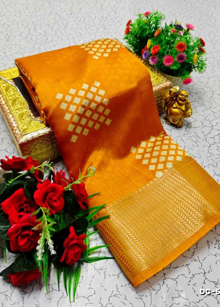 Dailywear cotton sarees all over body peacock designpattern design premium look lightweight comfortable wear - YELLOW COLOR (4)