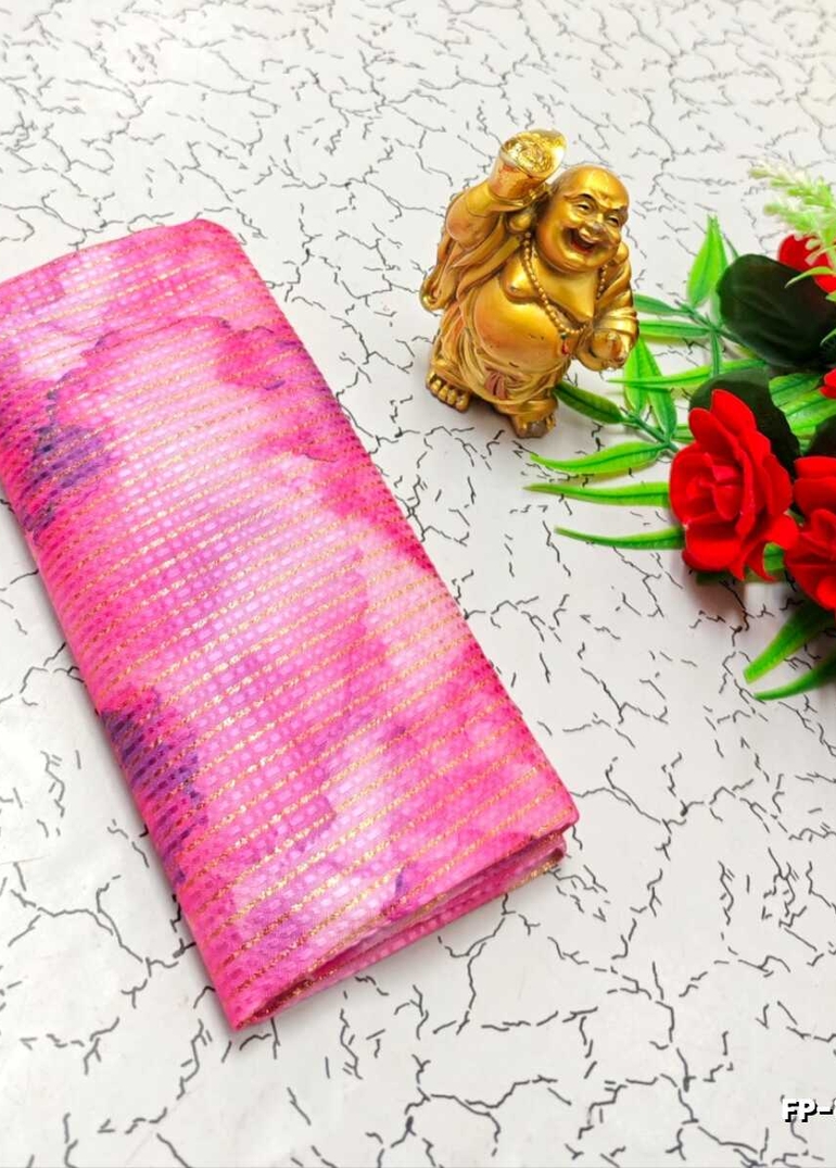 Designer Multi-Color Floral Print Blouse Fabric - LIGHT PINK (3)